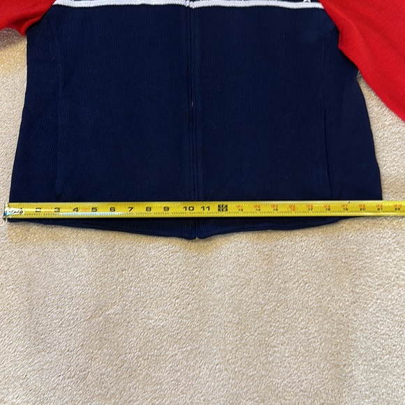 St John Sport red, white, and blue zip front sweater with stars Size L - Picture 10 of 13